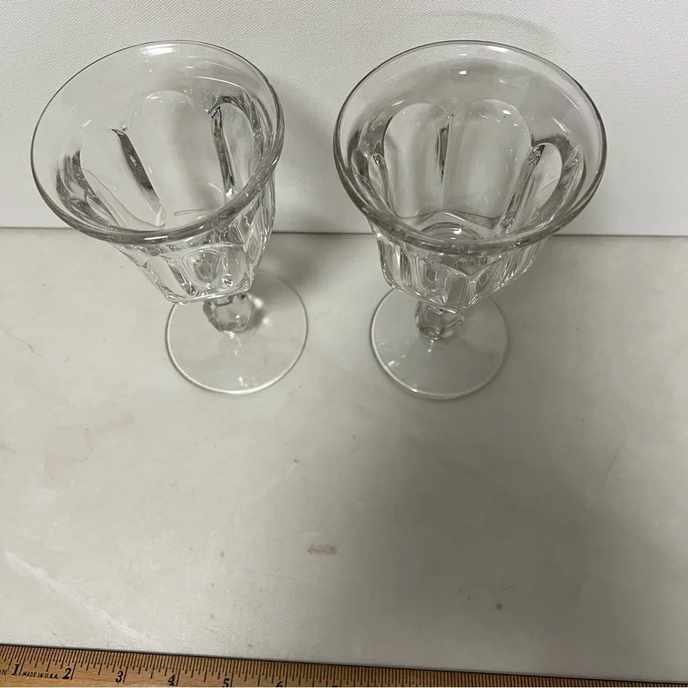 VTG Imperial Glass Old Williamsburg Elegant Clear Glass Water Wine Goblets